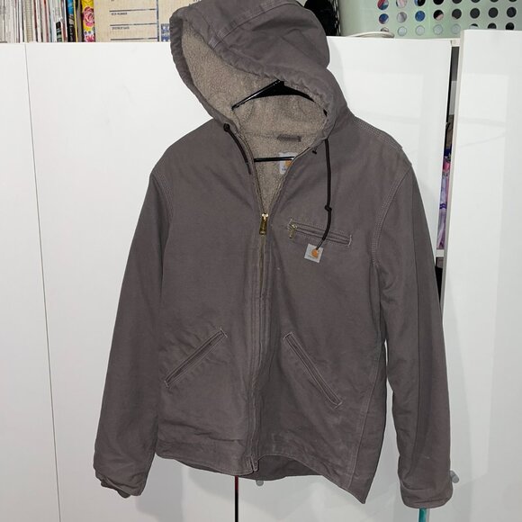 Carhartt Women's Sherpa Lined Sandstone Sierra Jacket in Taupe Gray - Picture 16 of 17